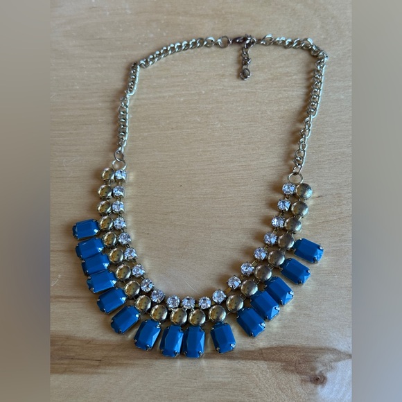 Gold and Blue Statement Necklace - Picture 3 of 4